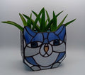 Stained glass cat planter
